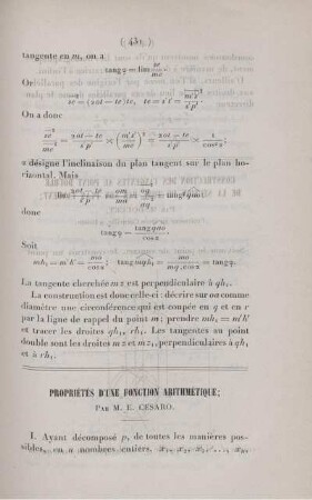 Propriétés d'une fonction arithmétique.