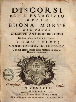 Discorsi per l'esercizio della buona morte, 1