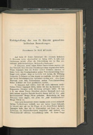 Richtigstellung der von O. Kellner gemachten kritischen Bemerkungen.