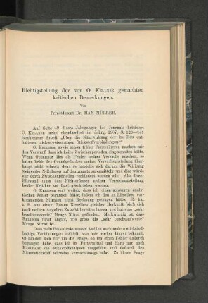 Richtigstellung der von O. Kellner gemachten kritischen Bemerkungen.