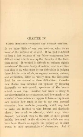 Chapter IV. Native character - Current and written opinions