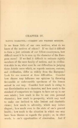 Chapter IV. Native character - Current and written opinions