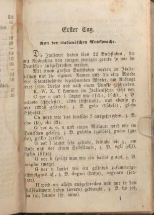 Erster Tag. Von der italienischen Aussprache.