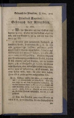 Fünftes Kapitel. Gebrauch der Adverbien.