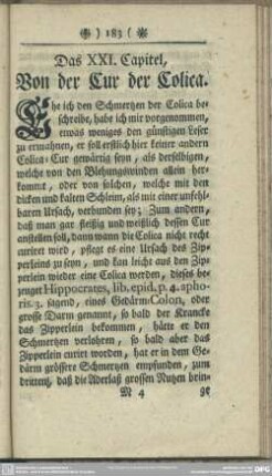 Das XXI. Capitel, Von der Cur der Colica