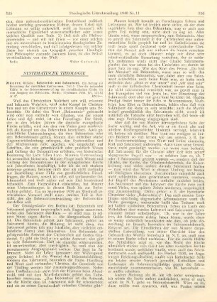 325-327 [Rezension] Maurer, Wilhelm, Bekenntnis und Sakrament