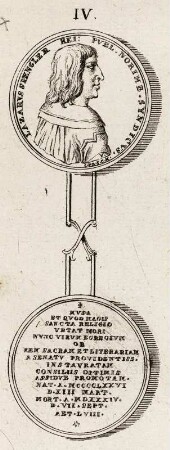 Münze Lazarus Spengler : Münze Lazarus Spengler (1479-1534) Tafel LIII, Abbildung IV aus: Gaetani, Piero Antonio: Museum Mazzuchellianum, Seu Numismata Virorum Doctrina Praestantium / 1. Venetiis, 1761 Dresden: SLUB Numismat.133-1