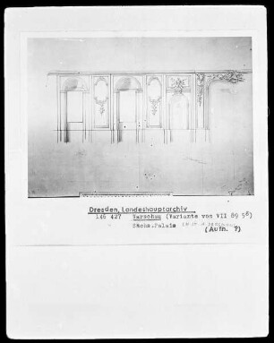 Warschau, Sächsisches Palais, Aufriß einer Innenwand