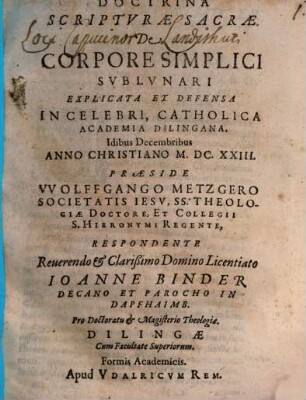 Doctrina scripturae sacrae de corpore simplici sublunari