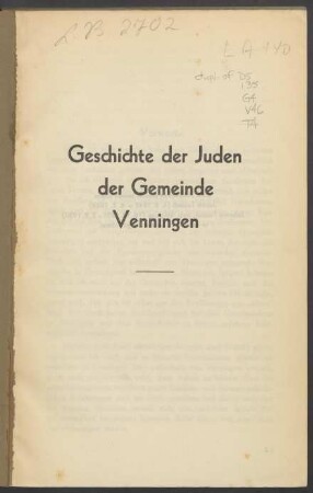Geschichte der Juden der Gemeinde Venningen : Familie Teutsch von 1590 - 1936