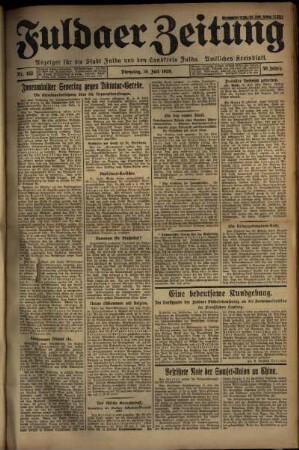 Erste Ausgabe vom Dienstag, den 16. Juli 1929.