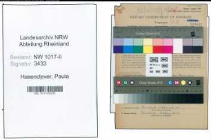 Entnazifizierung Paula Hasenclever , geb. 10.04.1885 (Schneiderin)