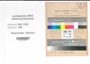 Entnazifizierung Heinrich Ruschmeier , geb. 20.03.1903 (Steiger)