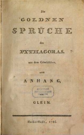 Die Goldnen Sprüche des Pythagoras