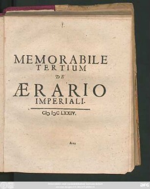 3: De Aerario Imperiali