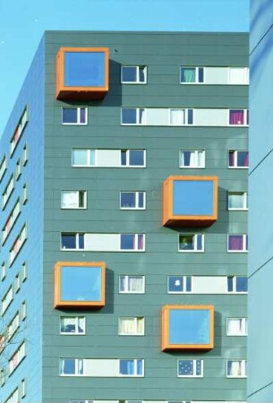 Dresden-Südvorstadt, Hochschulstraße 46. Studentenwohnheim (um 1980) . Ansicht von der Hochschulstraße