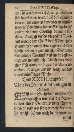 Das XXIII. Capitel. Von der Reputation und guten Nahmen