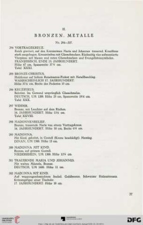 H. Bronzen, Metalle (Nr. 294-337)