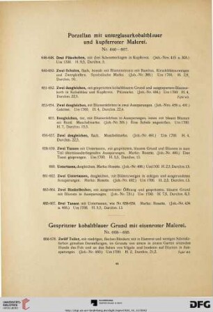 Porzellan mit unterglasurkobaltblauer und kupferroter Malerei (Nr. 646-667)