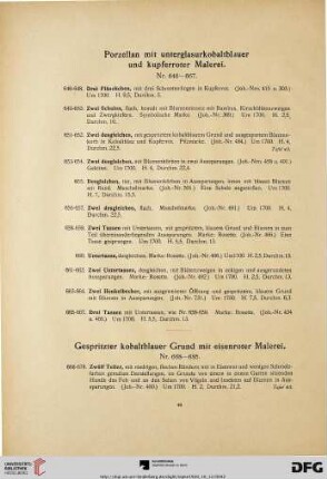 Porzellan mit unterglasurkobaltblauer und kupferroter Malerei (Nr. 646-667)