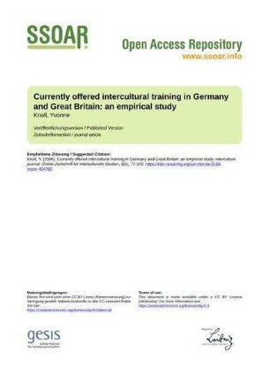 Currently offered intercultural training in Germany and Great Britain: an empirical study