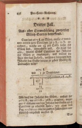 Dritter Fall, Aus- oder Einwechselung zweyerley Müntz-Sorten betreffend.