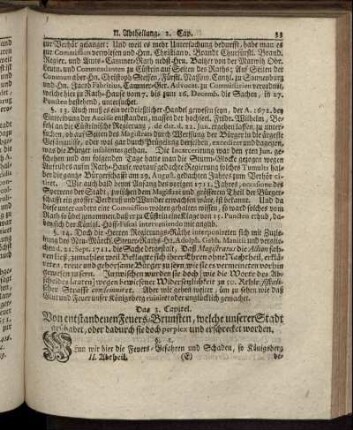 Das 3. Capitel. Von entstanden Feuers-Brunsten, welche unserer Stadt geschadet, oder dadurch sie doch perplex und erschrecket worden.
