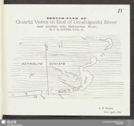 IV. Sketch-plan of Quartz Veins in Bed of Umshigashi River near junction with Marcomitzi River