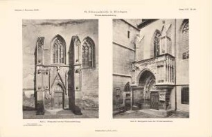 St. Johanneskirche, Kitzingen: Ansichten Westportal, Nordportal nach der Wiederherstellung (aus: Atlas zur Zeitschrift für Bauwesen, hrsg. v. Ministerium der öffentlichen Arbeiten, Jg. 59, 1909)