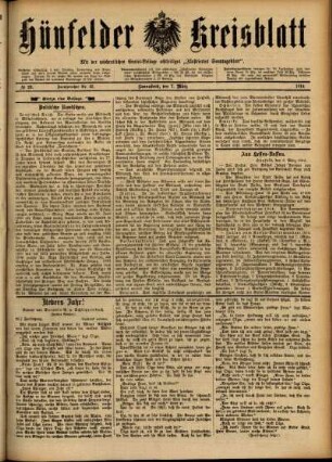 Ausgabe vom Samstag, den 07. März 1914.
