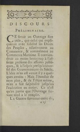 Discours préliminaire.