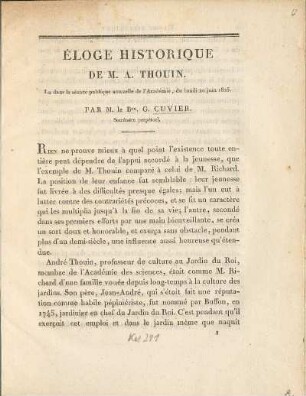 Eloge Historique De M. A. Thouin