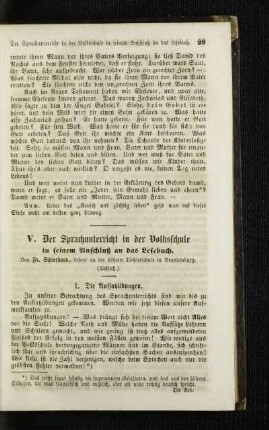 ¬Der¬ Sprachunterricht in der Volksschule : in seinem Anschluß an das Lesebuch ; (Schluß)