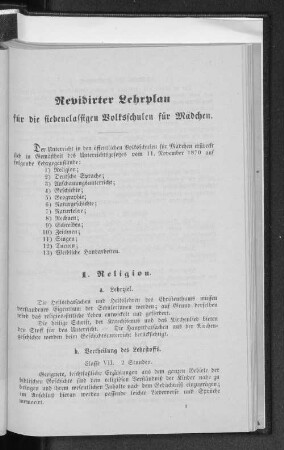Revidirter Lehrplan für die siebenclassigen Volksschulen für Mädchen.