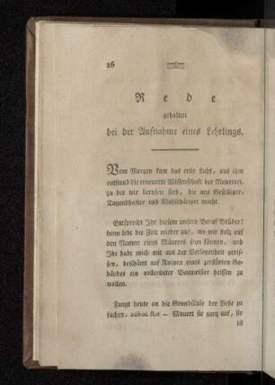 Rede gehalten bei der Aufnahme eines Lehrlings.