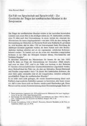 Ein Fall von Spracherhalt und Sprachverfall: zur Geschichte der Träger der bairischen Mundart in der Sowjetunion