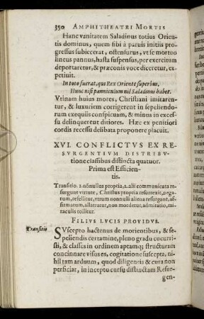 XVI. Conflictus Ex resurgentium Distributione classibus distincta quatuor.