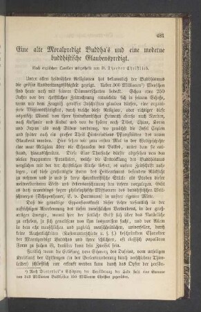 Eine alte Moralpredigt Buddha's und eine moderne buddhistische Glaubenspredigt