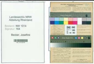 Entnazifizierung Josefine Becker , geb. 21.02.1871 (Drogistin)