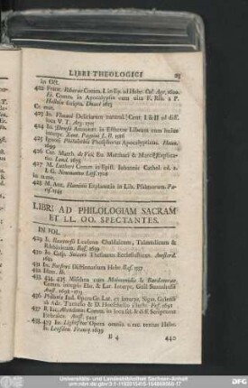 Libri Ad Philologiam Sacram Et LL. OO. Spectantes.