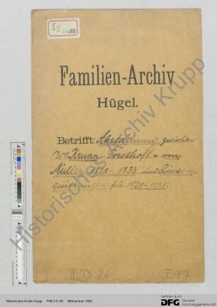 Abrechnung zwischen Petronella Krupp geb. Forsthoff und [Carl Friedrich] von Müller