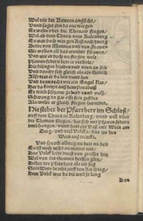 Hie stehet der Pfarrherr im Schloß ...