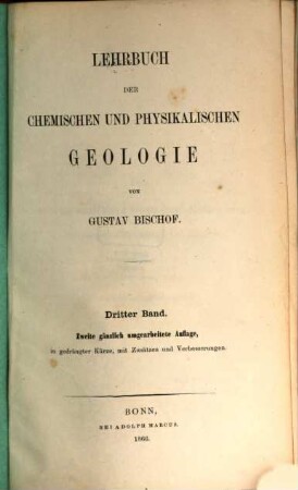 Lehrbuch der chemischen und physikalischen Geologie, 3