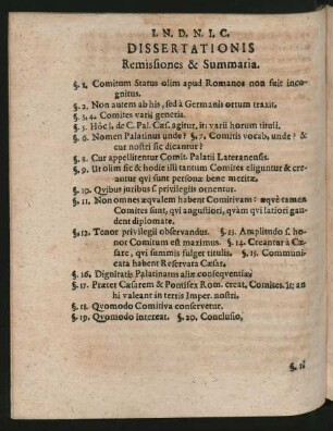 Dissertationis Remissiones & Summaria.