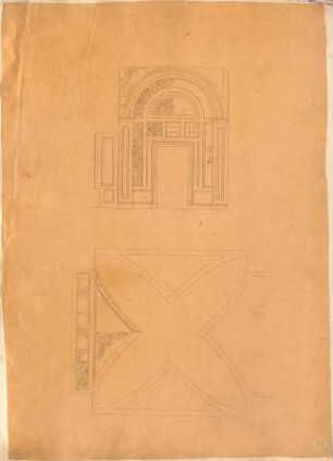 Klenze, Leo von; St. Petersburg (Russland); Eremitage - Durchgang u. Plafond (Ansicht, Teilansicht)