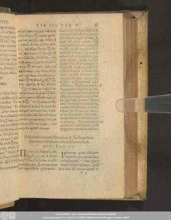 Disputatio contra Platonem & Pythagoreos ponentes infinitum esse substantiam, & per se, Cap. VI.