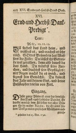 448-465, XVI. Ernd- und Herbst-Dank-Predigt