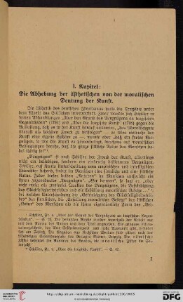 I. Kapitel: Die Abhebung der ästhetischen von der moralischen Deutung der Kunst