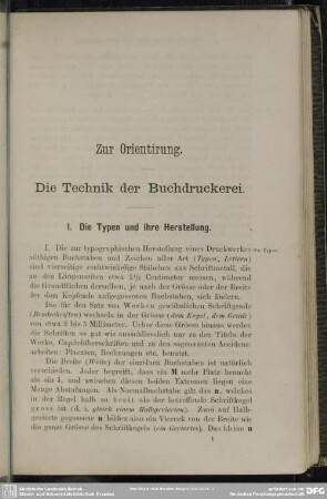 Zur Orientierung. Die Technik der Buchdruckerei
