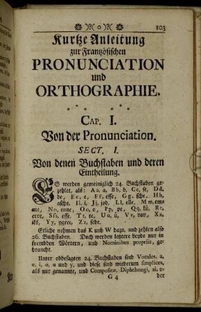 Kurtze Anleitung zur Frantzösischen Pronunciation und Orthographie.